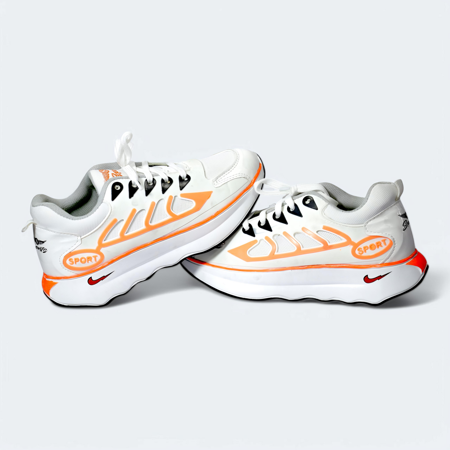 BlazeStride – White & Orange Sneakers