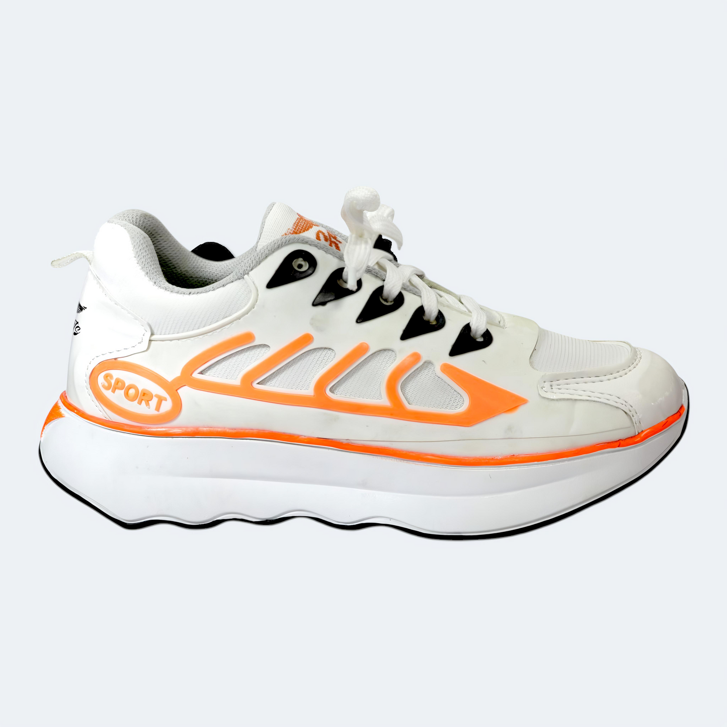 BlazeStride – White & Orange Sneakers