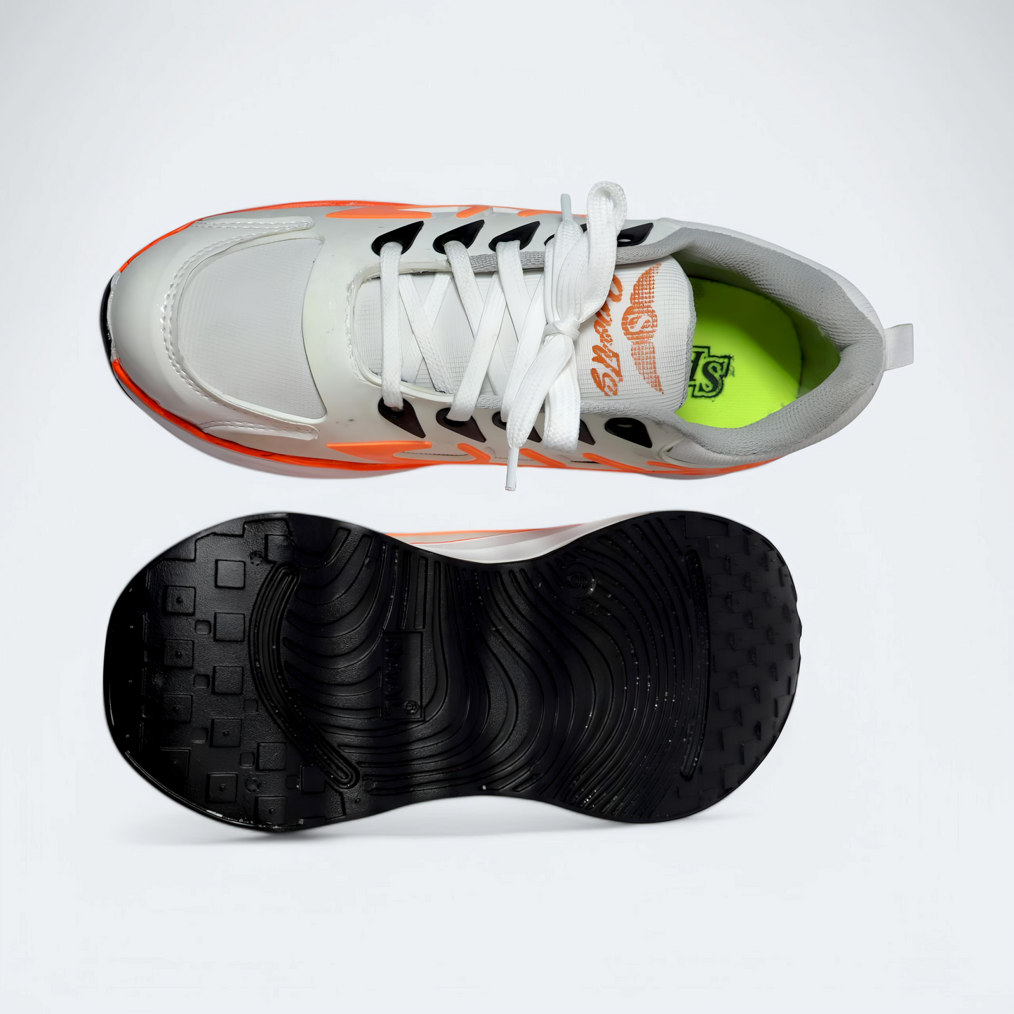 BlazeStride – White & Orange Sneakers